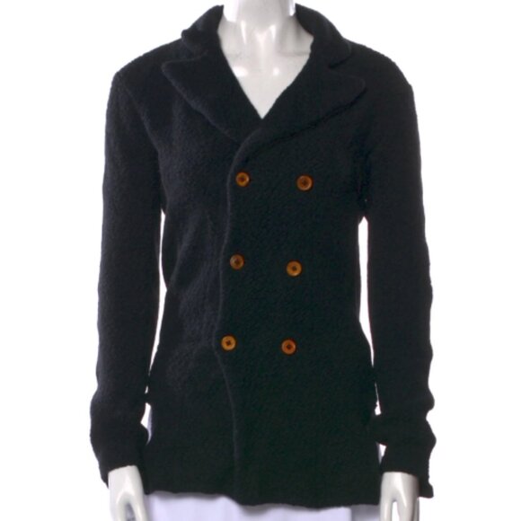 Comme des Garçons Black Double-Breasted Cardigan Sweater Jacket Size S - Picture 1 of 3